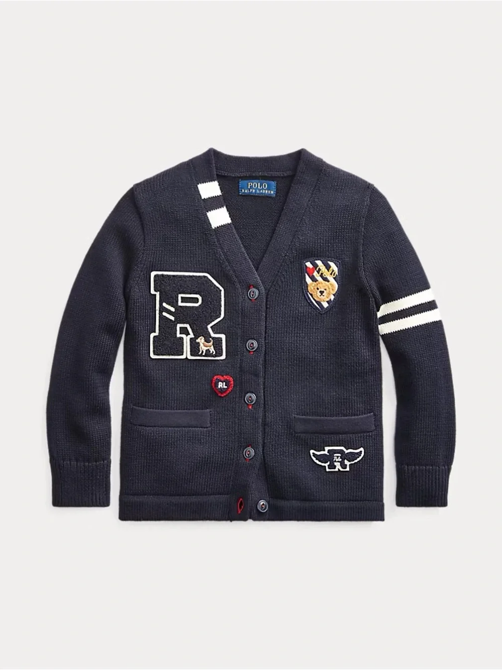 Ralph Lauren Toddler Cotton Letterman Cardigan Size 7